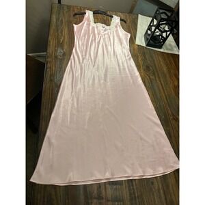 Talbots Intimates Romantic‎ Nightgown Slip Dress Pink Satin Lace Trim PM